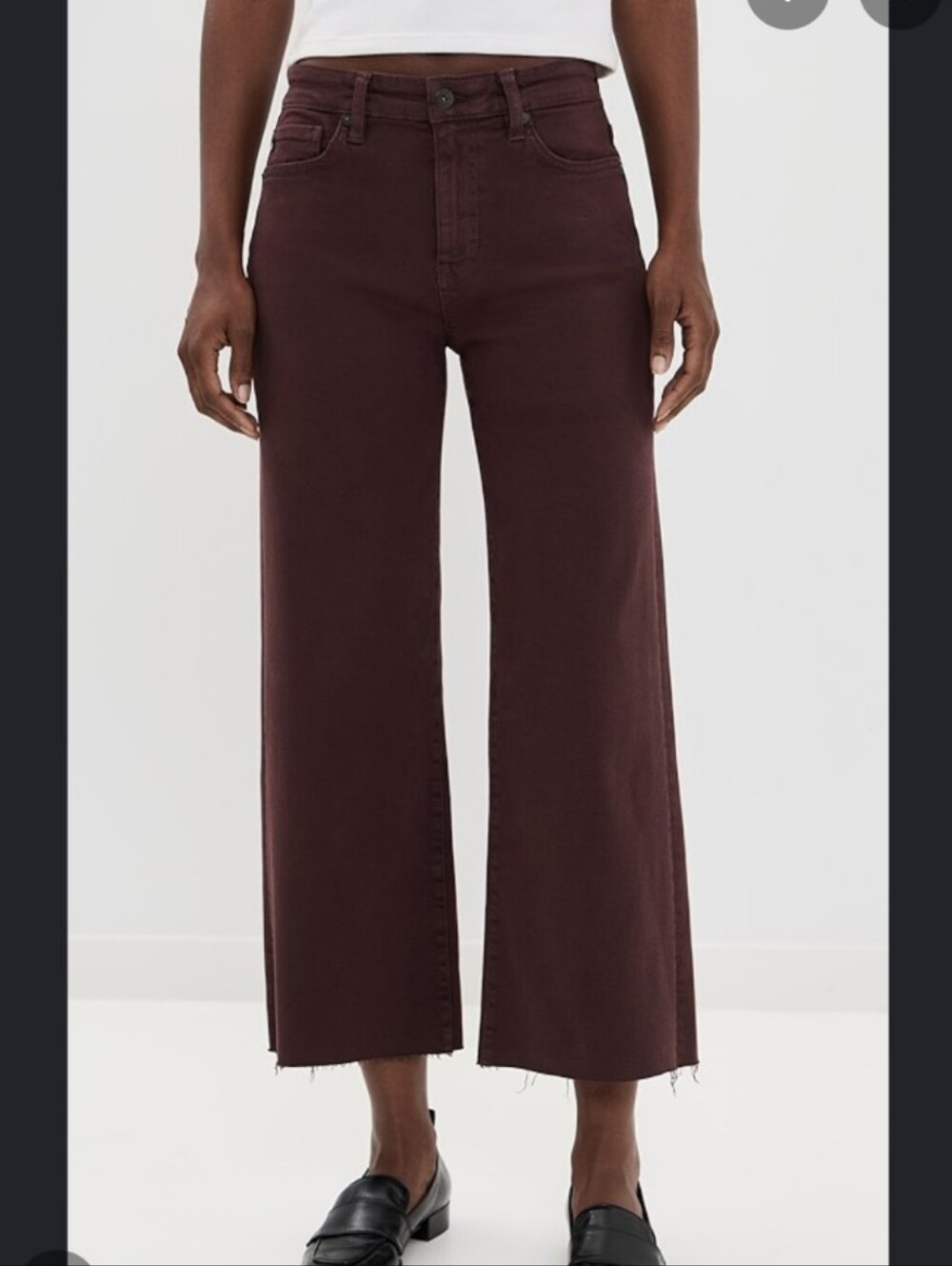 AG Saige Wide Leg Crop Jeans Raw Hem Coffee Bean